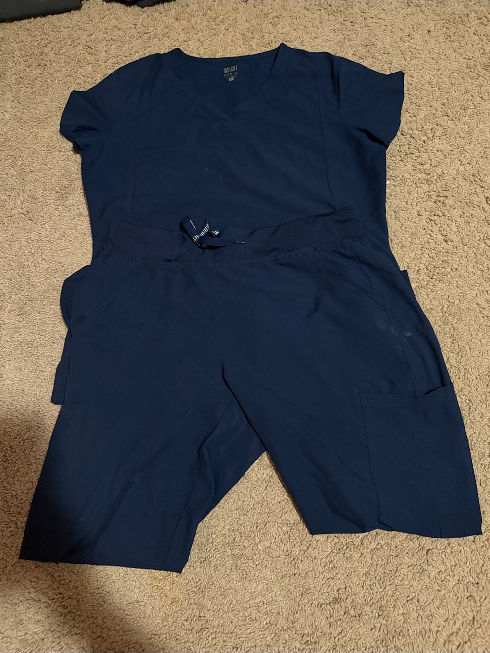 Insight Navy Blue Women's Scrub Jumpsuit with Drawstring Waist